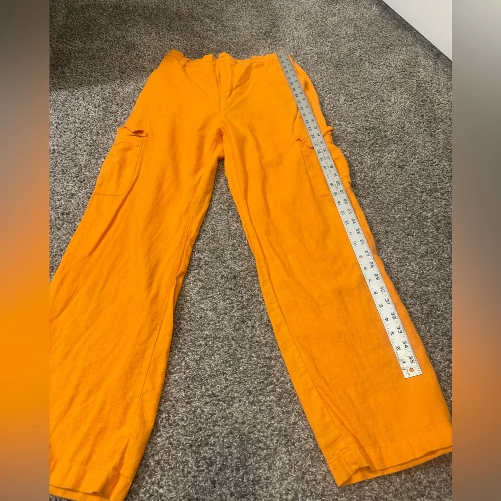 Love Tree Orange Linen Cargo Pants- Size L - Picture 5 of 5